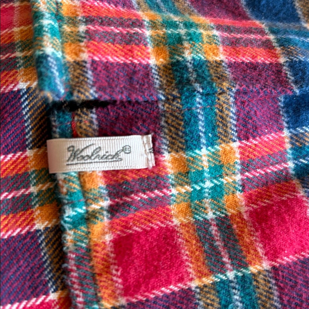 Woolrich Flannel Plaid Blue Red Long Sleeve‎ Button Down Cotton Shirt Size Small - Picture 8 of 8